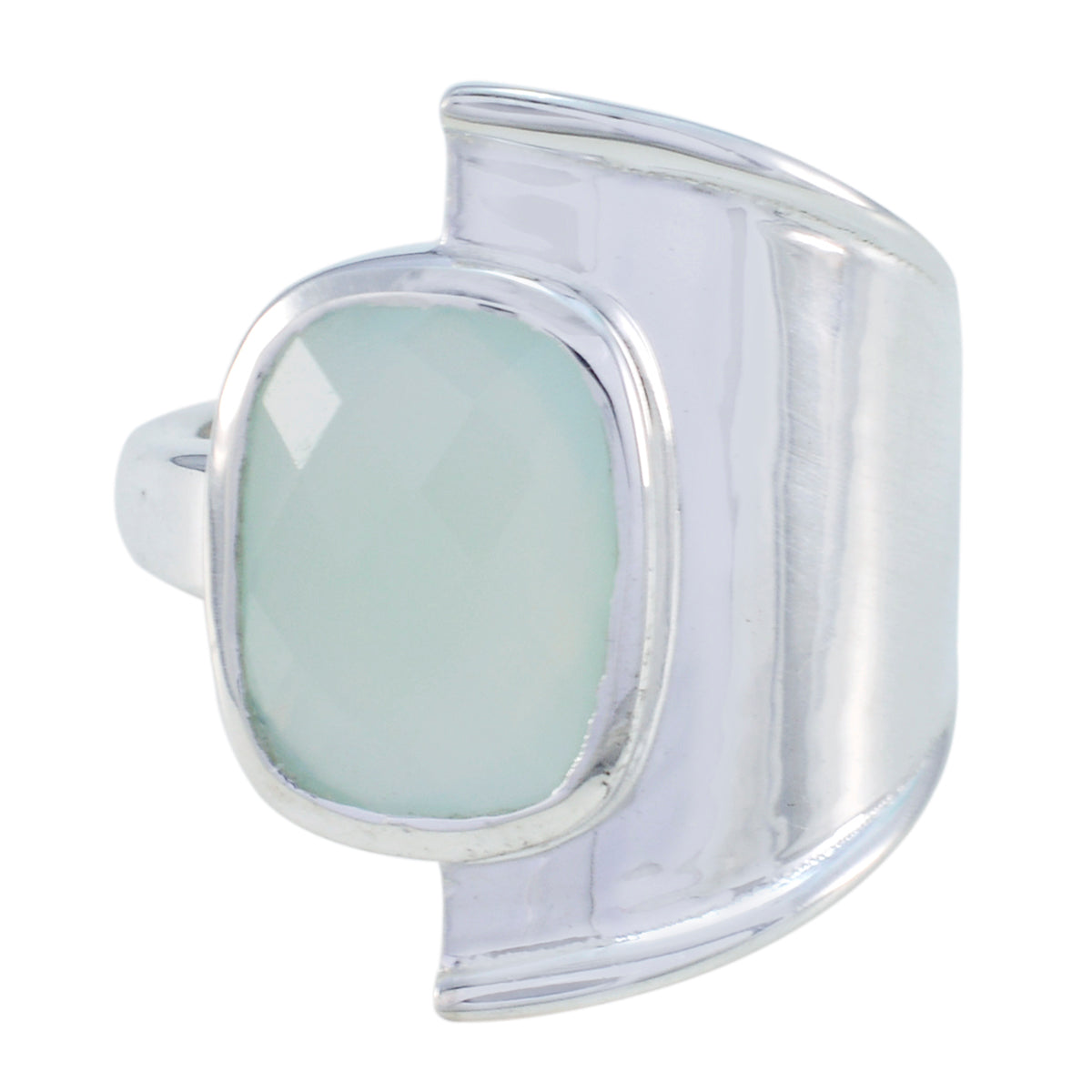 Aqua Chalcedony Solitaire Indian 925 Sterling Silver Green Gems Versatile Armor Ring Jewellery