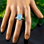 Aqua Chalcedony Solitaire German Sterling Silver Green Gemstones Eye catching Romantic Ring Jewelry