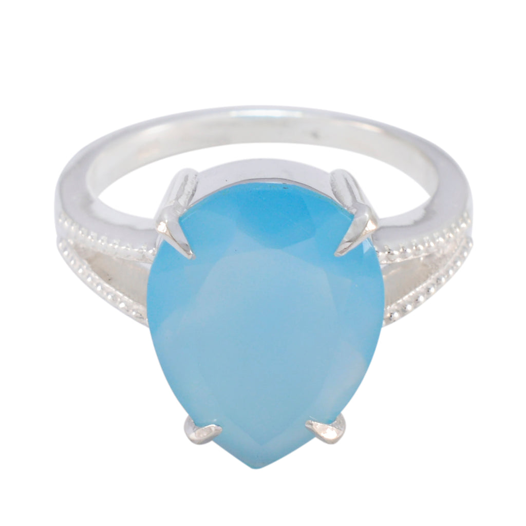Aqua Chalcedony Solitaire German Sterling Silver Green Gemstones Eye catching Romantic Ring Jewelry