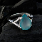 Aqua Chalcedony Solitaire African 925 Sterling Silver Green Gemstones Minimal wedding Ring Jewelry