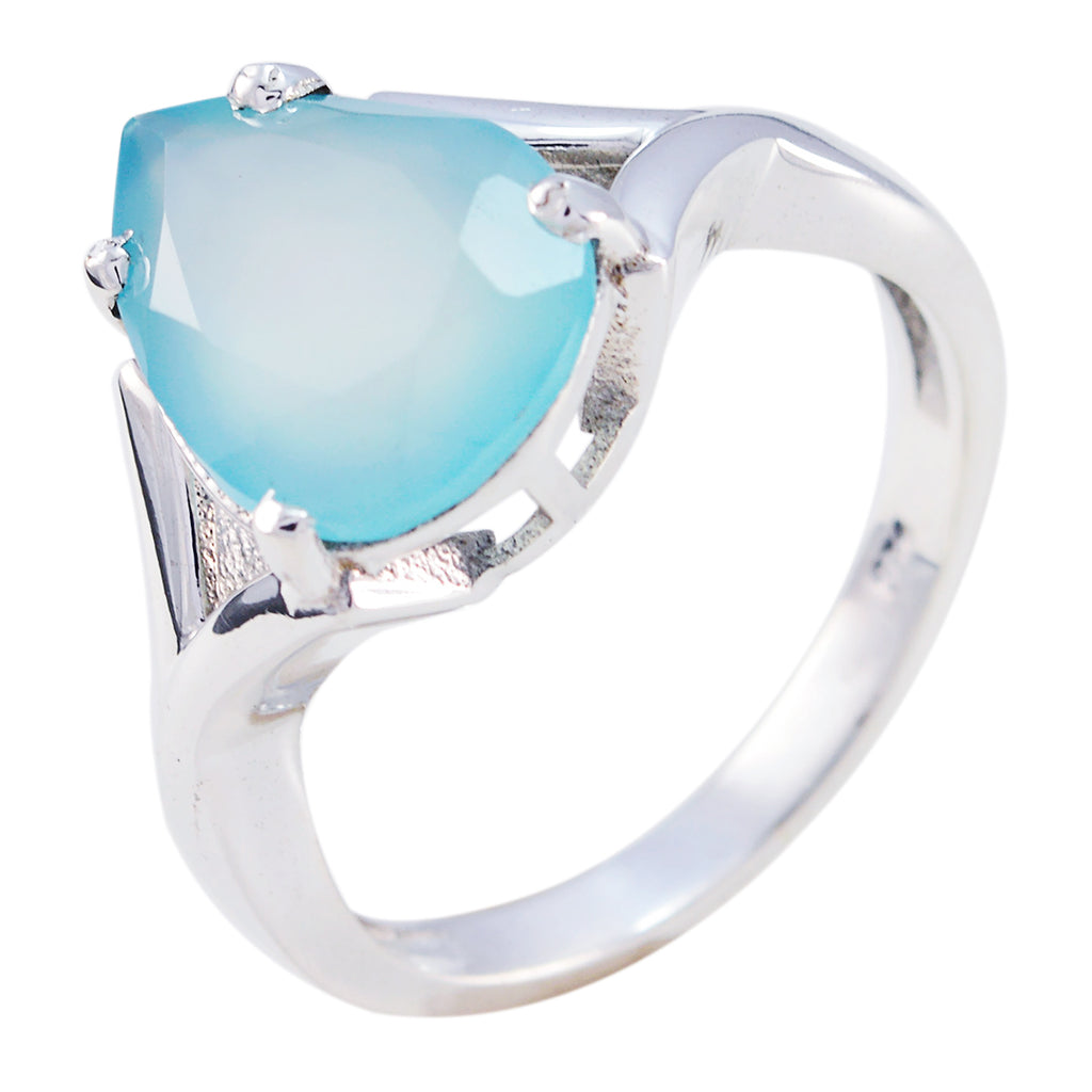 Aqua Chalcedony Solitaire African 925 Sterling Silver Green Gemstones Minimal wedding Ring Jewelry