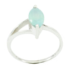 Aqua Chalcedony Solitaire Korean 92.5 Silver Green Gemstone Minimalist Modern Ring Jewelry