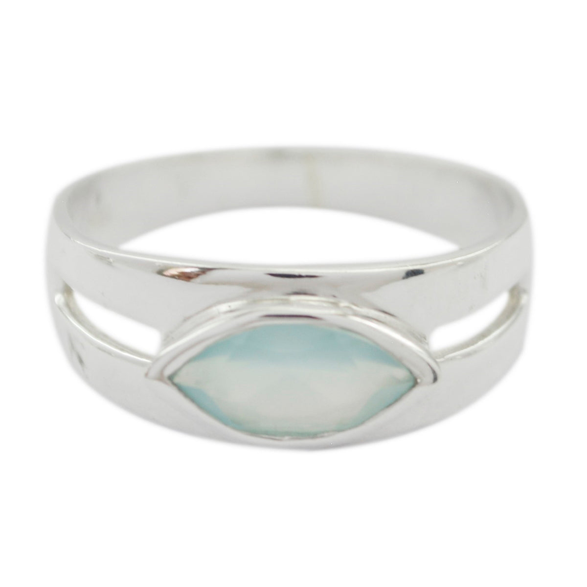 Aqua Chalcedony Solitaire African Silver Green Gems Slim Trendy Ring Jewellery Главное изображение товара