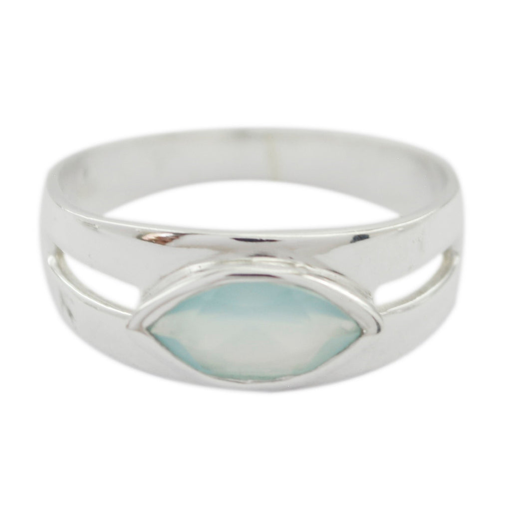 Aqua Chalcedony Solitaire African Silver Green Gems Slim Trendy Ring Jewellery