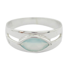 Aqua Chalcedony Solitaire African Silver Green Gems Slim Trendy Ring Jewellery