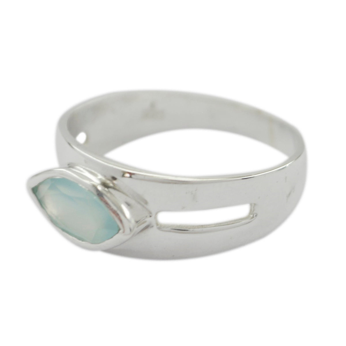 Aqua Chalcedony Solitaire African Silver Green Gems Slim Trendy Ring Jewellery