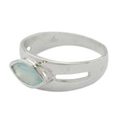 Aqua Chalcedony Solitaire African Silver Green Gems Slim Trendy Ring Jewellery
