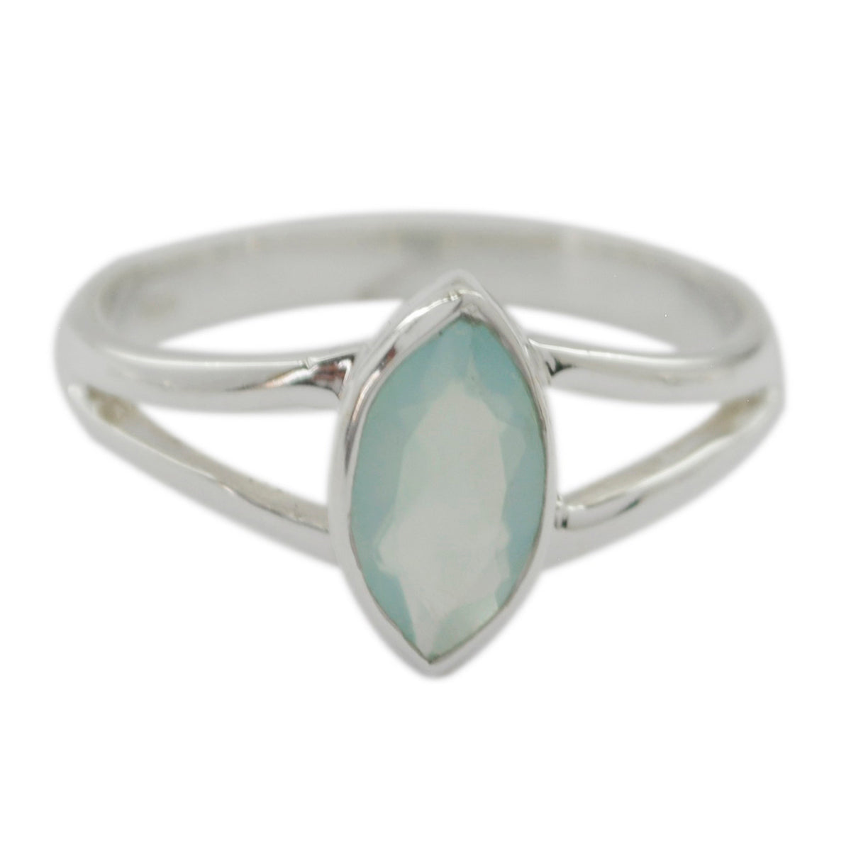Aqua Chalcedony Solitaire Turkish Silver Green Gems Delicate Geometric Ring Jewellery