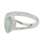 Aqua Chalcedony Solitaire Turkish Silver Green Gems Delicate Geometric Ring Jewellery