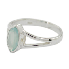 Aqua Chalcedony Solitaire Turkish Silver Green Gems Delicate Geometric Ring Jewellery