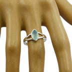 Aqua Chalcedony Solitaire Turkish Silver Green Gems Delicate Geometric Ring Jewellery