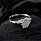 Aqua Chalcedony Solitaire Australian Silver Green Gemstones Delicate Rope Wire Ring Jewelry
