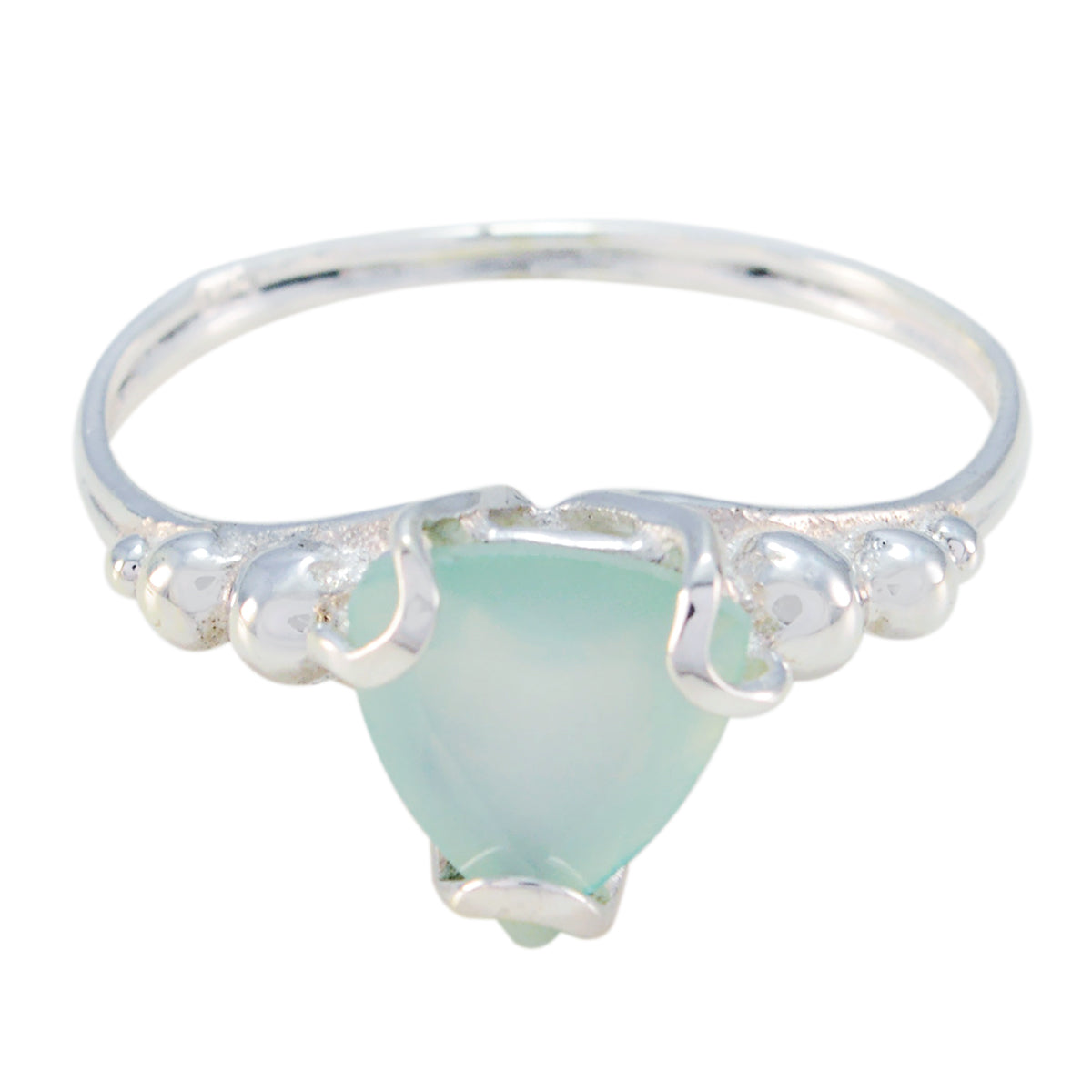 Aqua Chalcedony Solitaire Australian Silver Green Gemstones Delicate Rope Wire Ring Jewelry Huvudsaklig produktbild