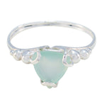 Aqua Chalcedony Solitaire Australian Silver Green Gemstones Delicate Rope Wire Ring Jewelry
