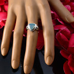 Aqua Chalcedony Solitaire Russian 925 Sterling Silver Green Gemstone Slim Boho Ring Jewellery