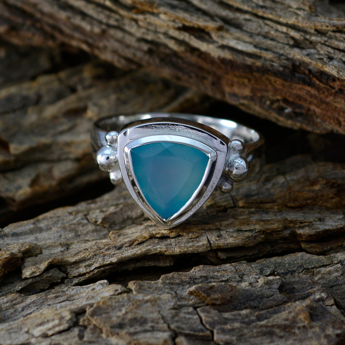 Aqua Chalcedony Solitaire Russian 925 Sterling Silver Green Gemstone Slim Boho Ring Jewellery