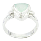 Aqua Chalcedony Solitaire Russian 925 Sterling Silver Green Gemstone Slim Boho Ring Jewellery