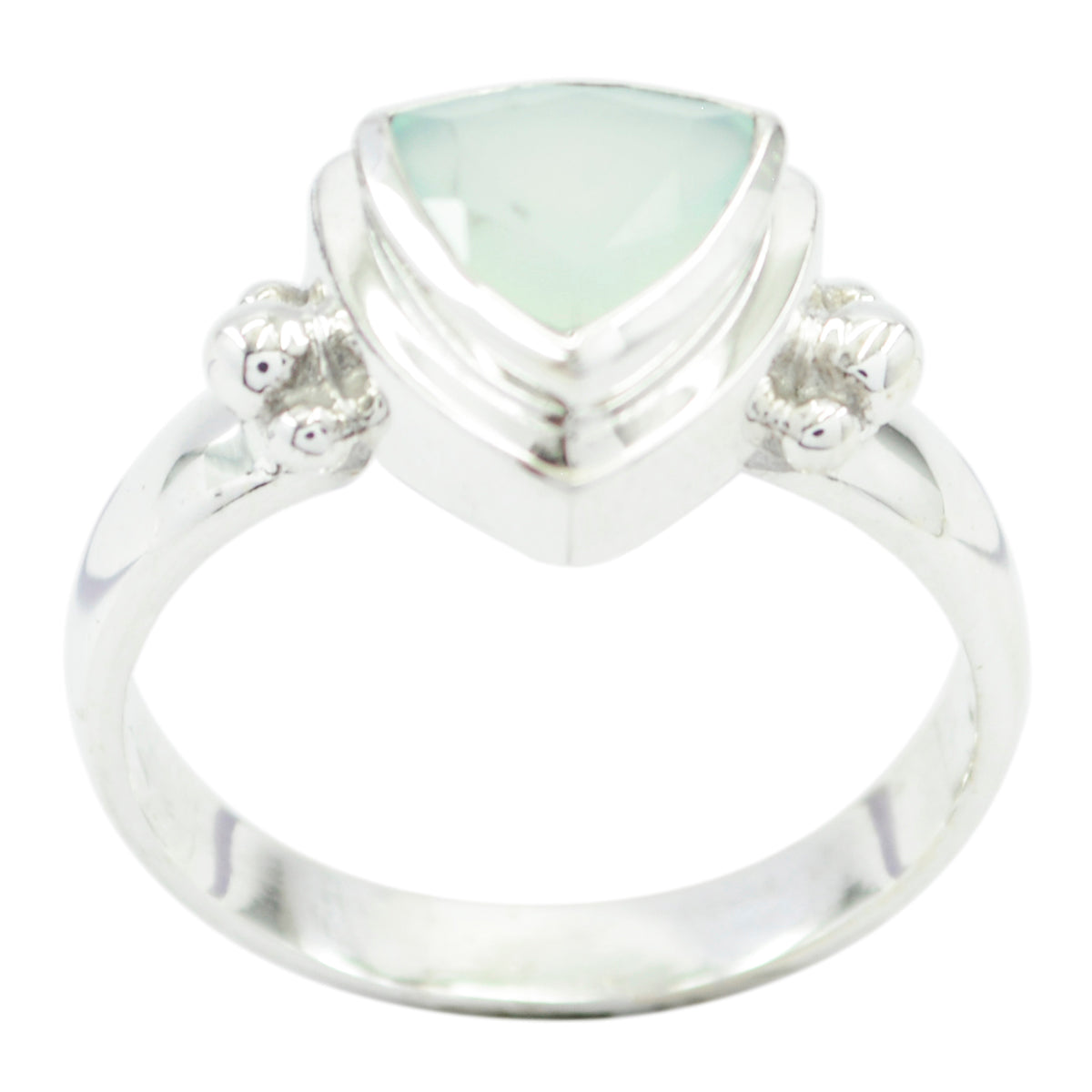 Aqua Chalcedony Solitaire Russian 925 Sterling Silver Green Gemstone Slim Boho Ring Jewellery
