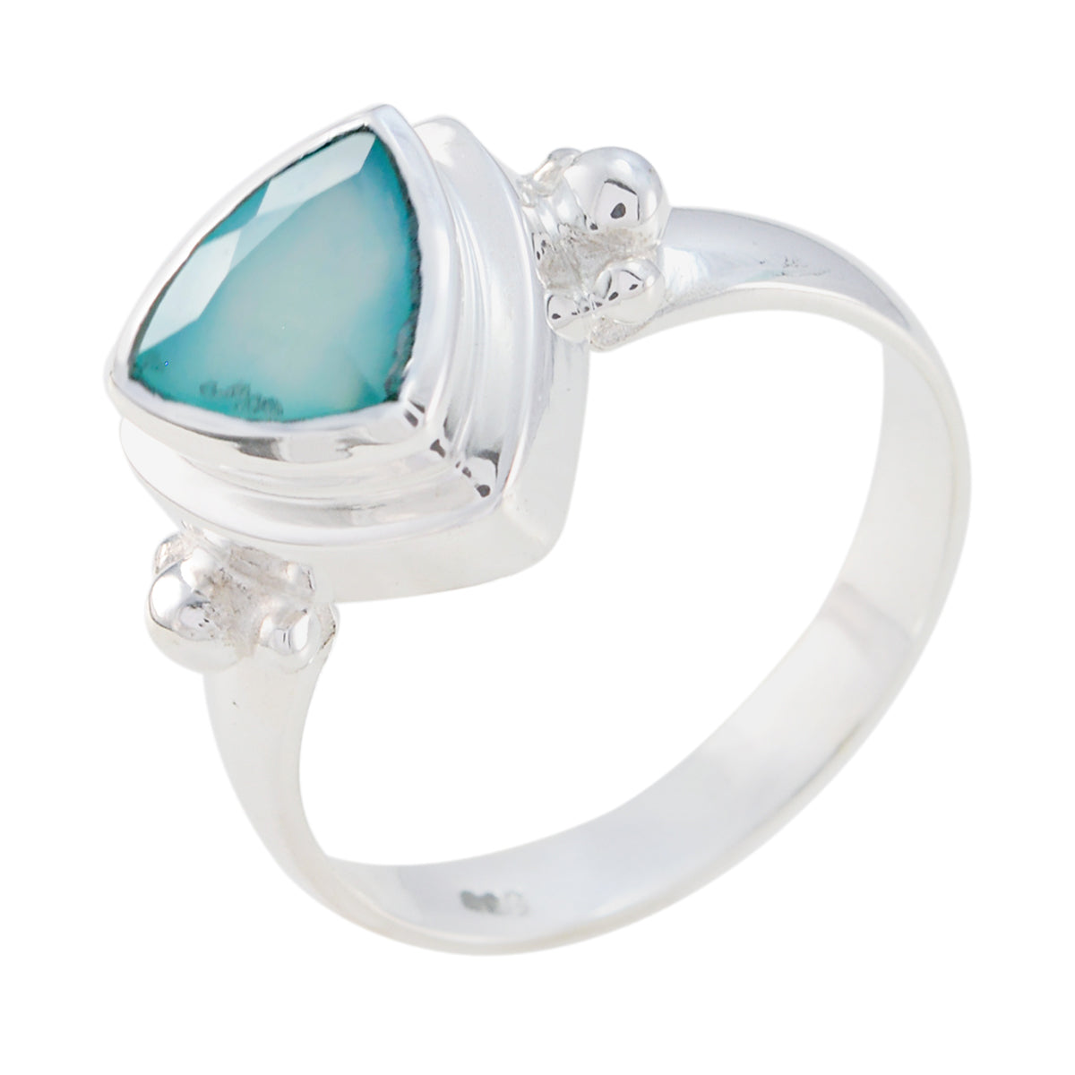 Aqua Chalcedony Solitaire Russian 925 Sterling Silver Green Gemstone Slim Boho Ring Jewellery