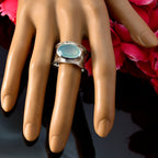 Aqua Chalcedony Solitaire German 92.5 Silver Green Gemstones Edgy Oversized Band Jewellery