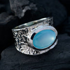 Aqua Chalcedony Solitaire German 925 Silver Green Gemstone Essential  engravings Ring Jewellery