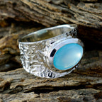 Aqua Chalcedony Solitaire German 925 Silver Green Gemstone Essential  engravings Ring Jewellery