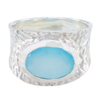 Aqua Chalcedony Solitaire German 925 Silver Green Gemstone Essential  engravings Ring Jewellery