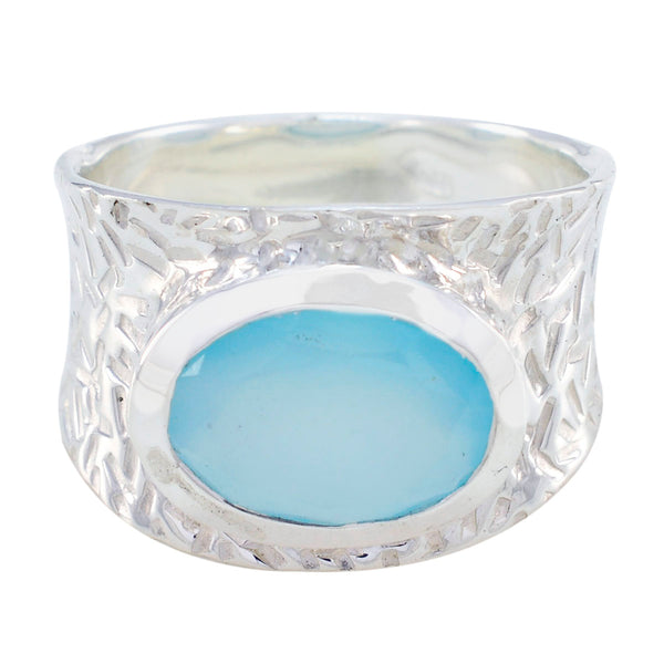 Aqua Chalcedony Solitaire German 925 Silver Green Gemstone Essential  engravings Ring Jewellery