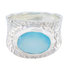 Aqua Chalcedony Solitaire German 925 Silver Green Gemstone Essential  engravings Ring Jewellery