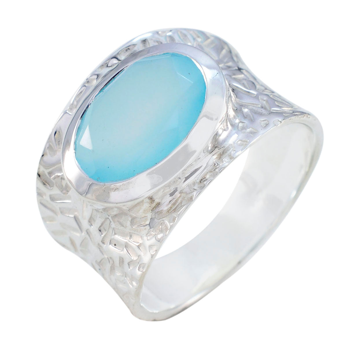 Aqua Chalcedony Solitaire German 925 Silver Green Gemstone Essential  engravings Ring Jewellery