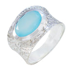 Aqua Chalcedony Solitaire German 925 Silver Green Gemstone Essential  engravings Ring Jewellery