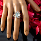 Aqua Chalcedony Solitaire French Silver Green Gems Tiny Trendy Ring Jewelry