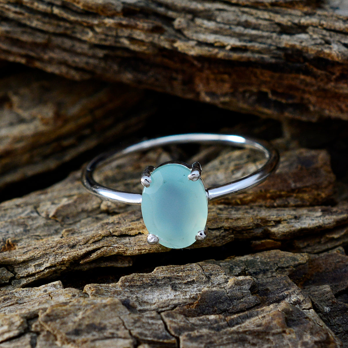Aqua Chalcedony Solitaire Turkish Sterling Silver Green Gems Elegant  Sophisticated Ring Jewelry