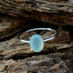 Aqua Chalcedony Solitaire Turkish Sterling Silver Green Gems Elegant  Sophisticated Ring Jewelry