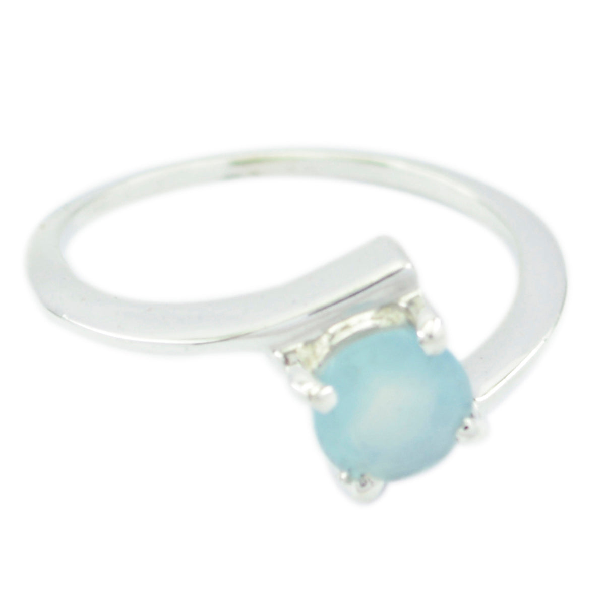Aqua Chalcedony Solitaire Japanese Sterling Silver Green Gems Delicate Romantic Ring Jewellery