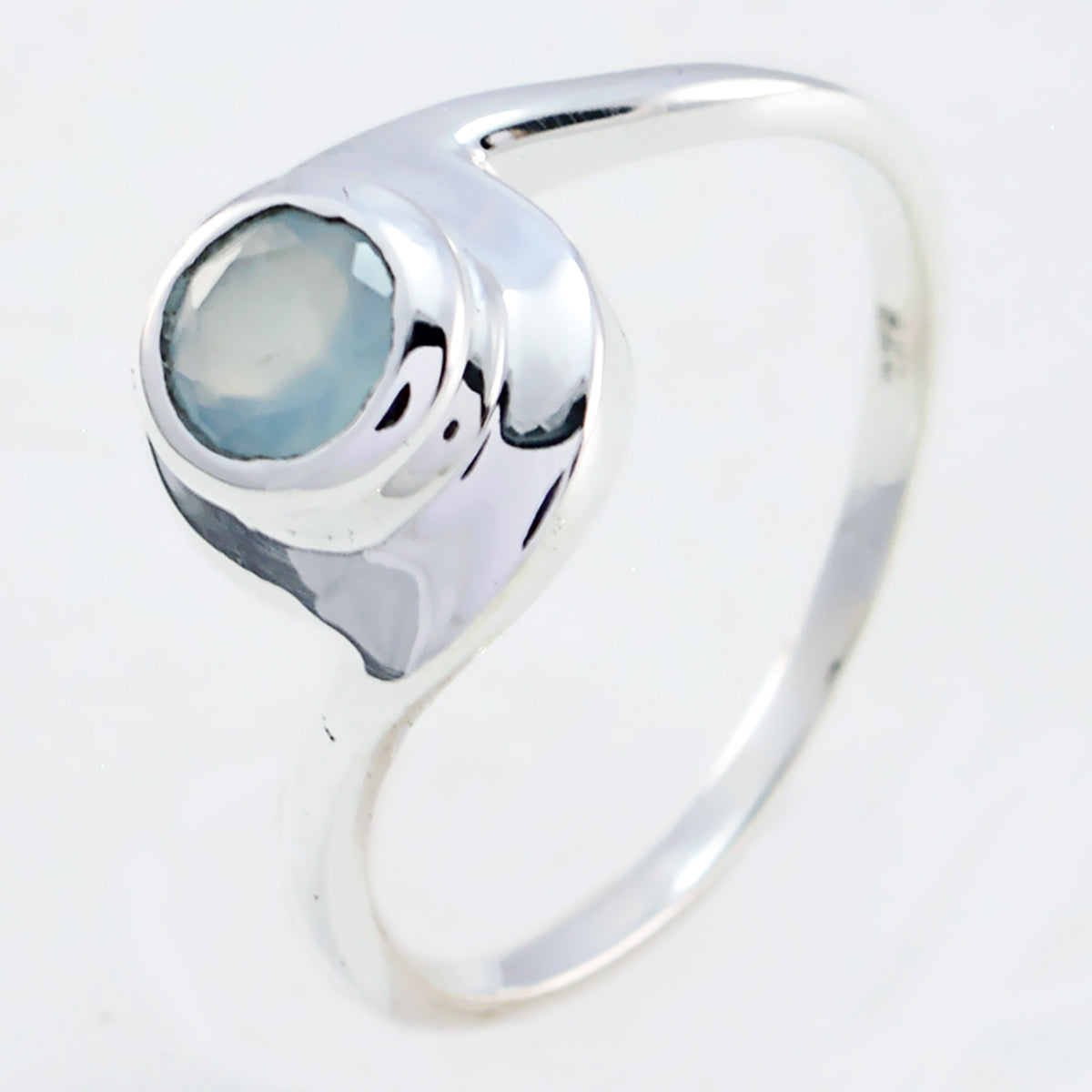 Aqua Chalcedoon Solitaire Koreaans 925 Zilver Groene Edelstenen Sierlijke Moderne Ring Sieraden Secundaire afbeelding