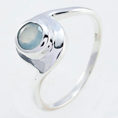 Aqua Chalcedony Solitaire Korean 925 Silver Green Gemstones Dainty Contemporary Ring Jewellery