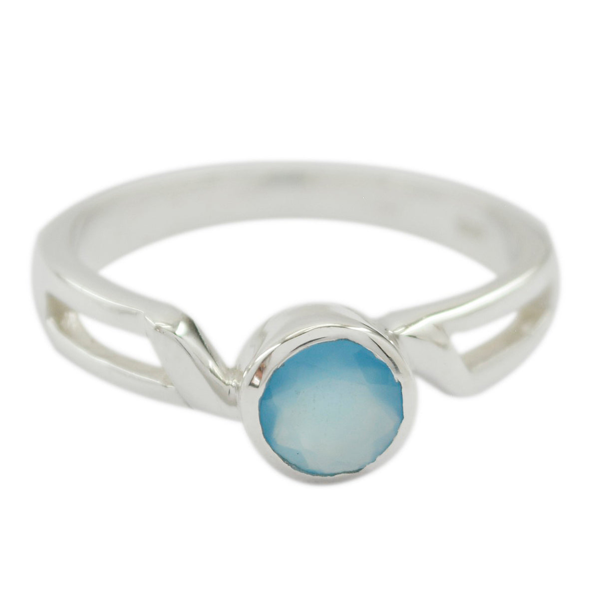 Aqua Chalcedony Solitaire Korean Sterling Silver Green Gemstone Whisper thin Modern Ring Jewelry Hoofdafbeelding