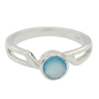 Aqua Chalcedony Solitaire Korean Sterling Silver Green Gemstone Whisper thin Modern Ring Jewelry