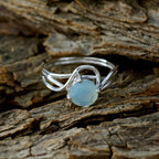 Aqua Chalcedony Solitaire American Silver Green Gems Delicate Abstract Ring Jewelry