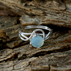 Aqua Chalcedony Solitaire American Silver Green Gems Delicate Abstract Ring Jewelry