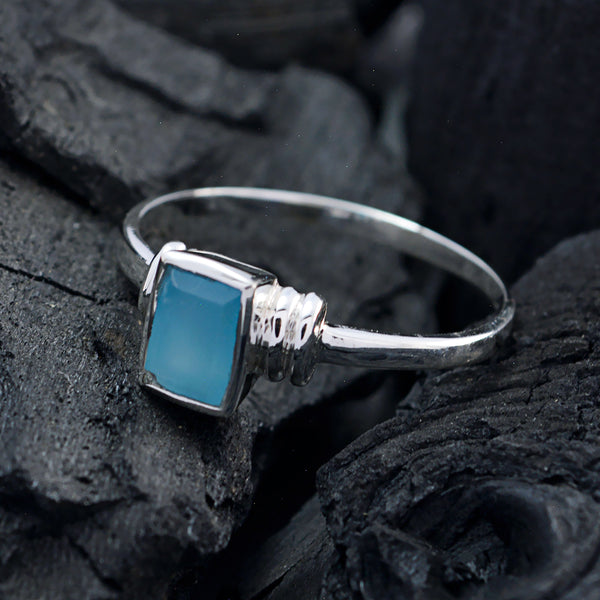 Aqua Chalcedony Solitaire Turkish 925 Sterling Silver Green Gemstones Dainty Boho Ring Jewelry
