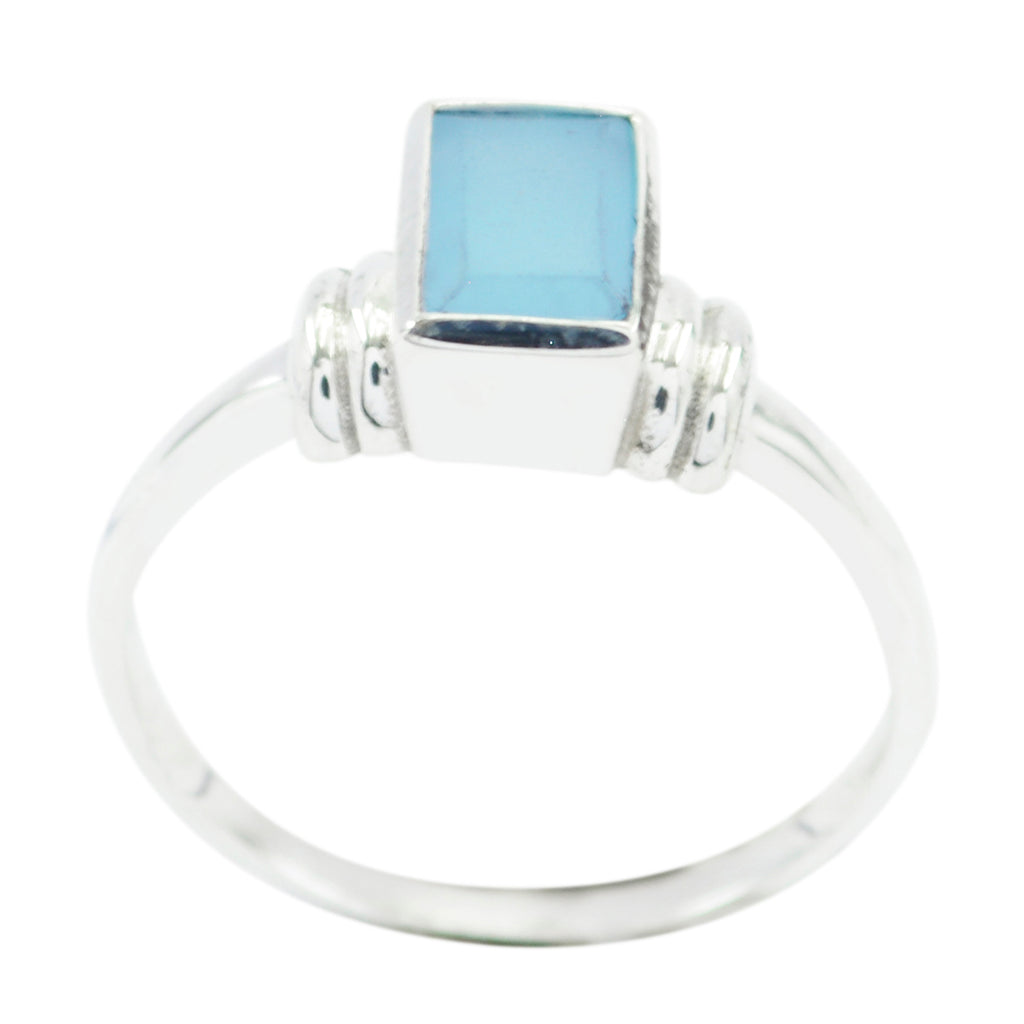 Aqua Chalcedony Solitaire Turkish 925 Sterling Silver Green Gemstones Dainty Boho Ring Jewelry