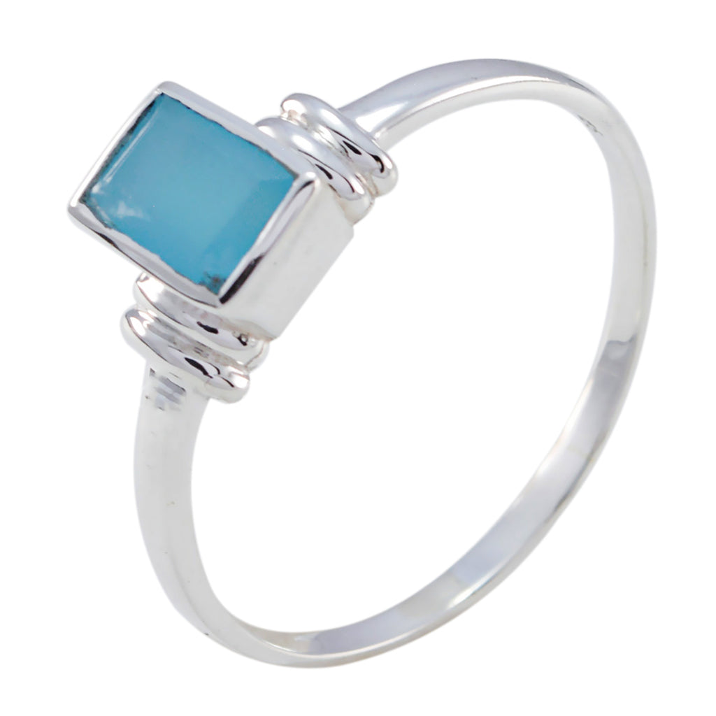 Aqua Chalcedony Solitaire Turkish 925 Sterling Silver Green Gemstones Dainty Boho Ring Jewelry