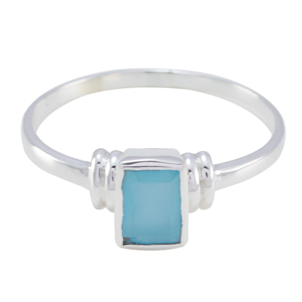 Aqua Chalcedony Solitaire Turkish 925 Sterling Silver Green Gemstones Dainty Boho Ring Jewelry