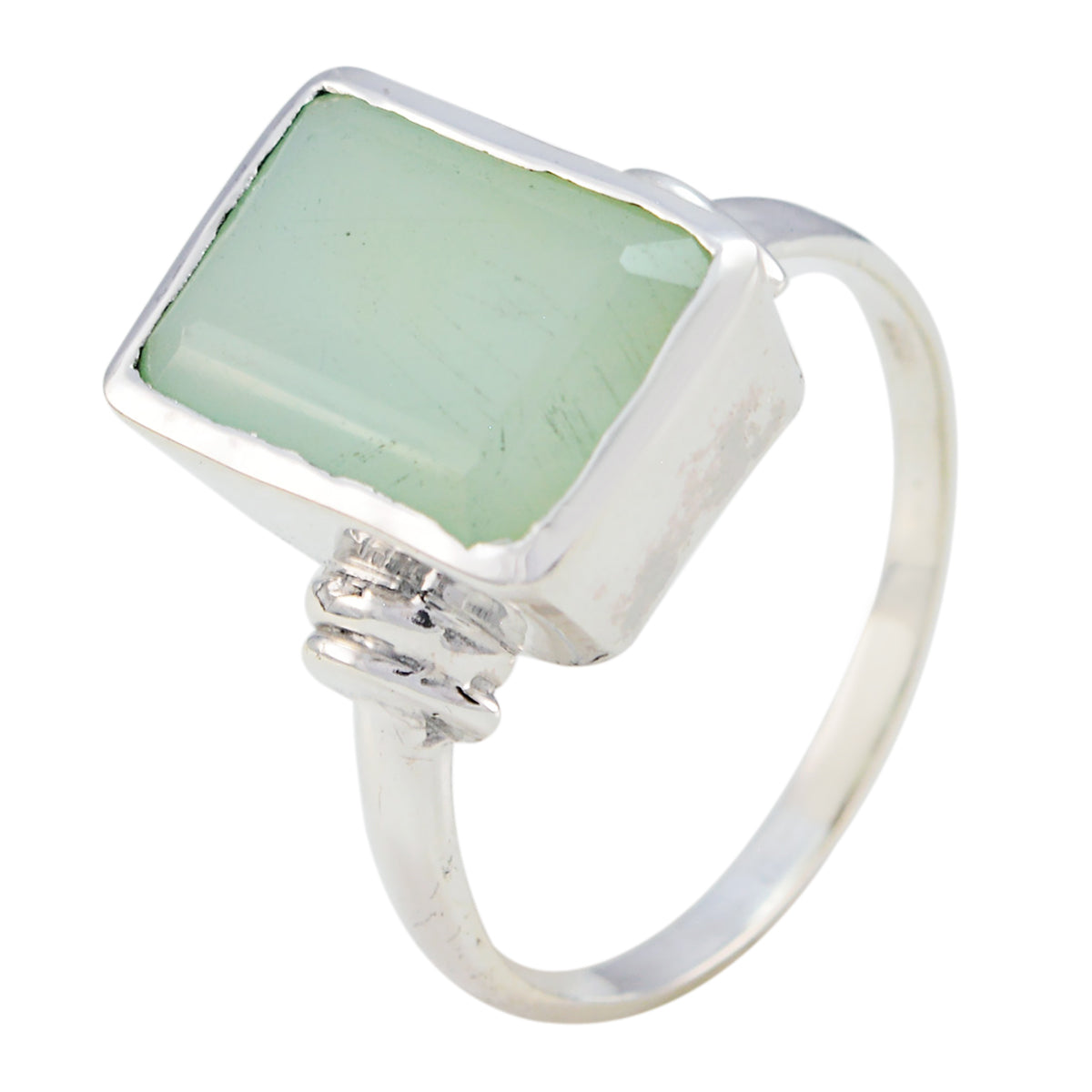Aqua Chalcedony Solitaire Moroccan 925 Sterling Silver Green Gemstone Eye catching Armor Ring Jewellery