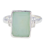 Aqua Chalcedony Solitaire Moroccan 925 Sterling Silver Green Gemstone Eye catching Armor Ring Jewellery