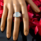 Aqua Chalcedony Solitaire German 92.5 Silver Green Gemstone Eye catching Abstract Ring Jewellery