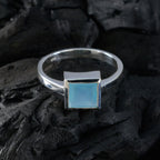 Aqua Chalcedony Solitaire German Silver Green Gemstones Featherlight Cultural Ring Jewelry