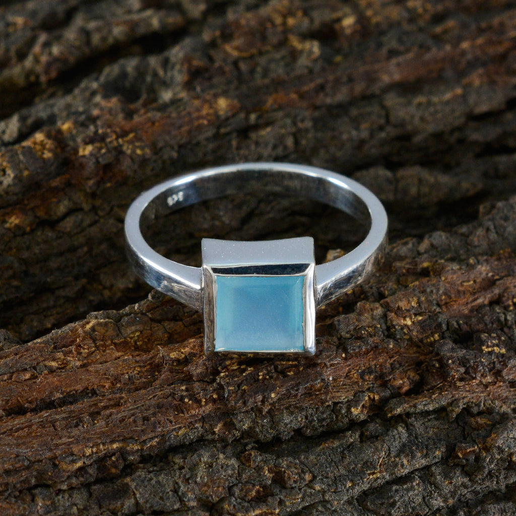 Aqua Chalcedony Solitaire German Silver Green Gemstones Featherlight Cultural Ring Jewelry